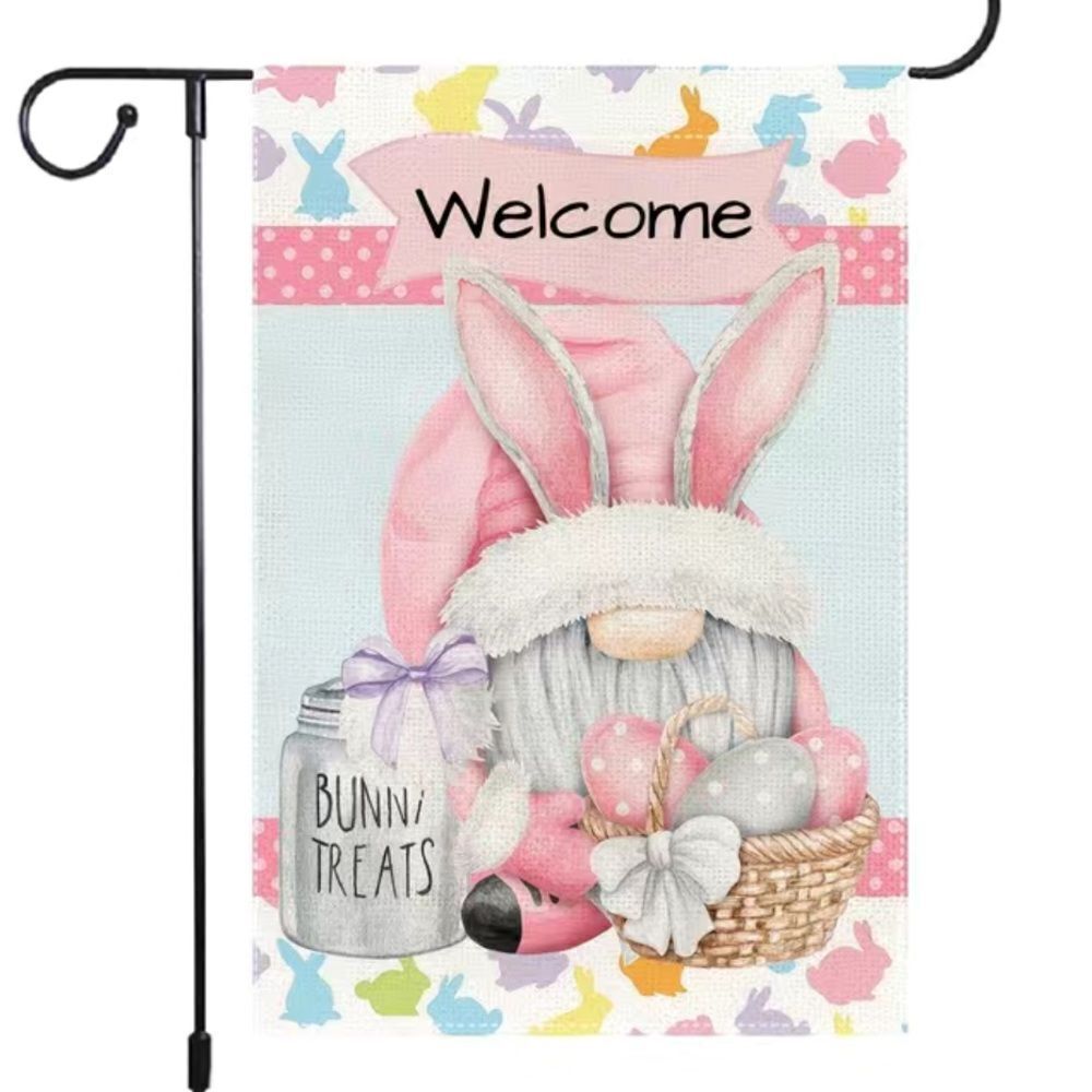 WELCOME EASTER GNOME YARD FLAG‎